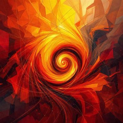 The primary subject of the image is a spiral, which is the main object, scene, or focus of the image. The spiral is set against a red background, giving it a bold and vibrant appearance. The visual style of the image is digital art, as it is a computer-generated representation of the spiral. The dominant colors in the image are red and orange, creating a warm and energetic atmosphere.